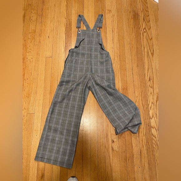 Lush Grey Plaid Wide Leg Overalls - Size S - Picture 4 of 4